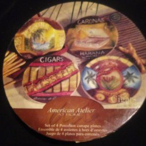 4=American Atelier at Home~Cigars Pattern & Motif~8.25" Collector Plates